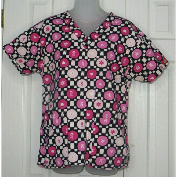 Dickies Tops Dickies Scrubs Pink Ribbon Scrub Top Size S Small